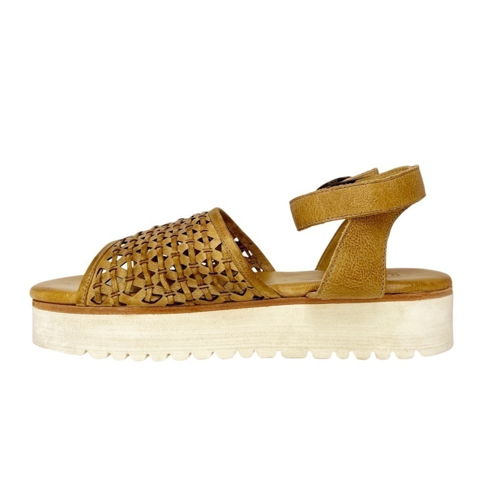 New Bed|Stu Brisa Size 10 Platform Sandal Leather Cashew Tan Flatform Bed Stu - Picture 3 of 11